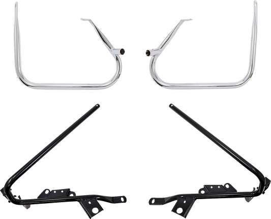 DRAG SPECIALTIES Saddlebag Support Brackets - Chrome - 09-13FLT CHRM GUARDS/BLK SUPPORTS 21058