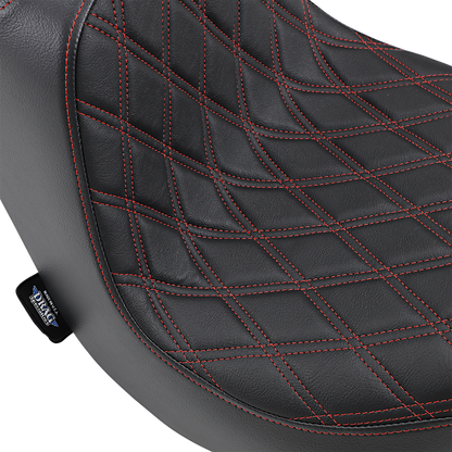 DRAG SPECIALTIES Predator III Seat - Double Diamond - Red Stitching - FLFB/S '18-'22 0802-1190