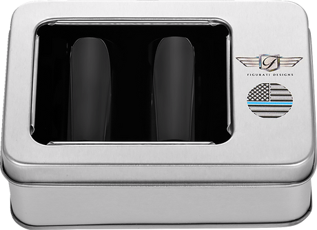 FIGURATI DESIGNS Docking Hardware Covers - American Flag - Blue Line - Long - Black FD71-DC-2545-BK