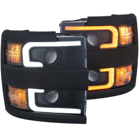 ANZO Projector Headlights 15-17 Chevrolet Silverado 2500HD / 3500HD Black w/ Black Rim 111364