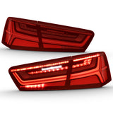 ANZO 2012-2018 Audi A6 LED Taillight Black Housing Red/Clear Lens 4 pcs (Sequential Signal) 321353