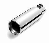 Gibson Round Dual Wall Angle-Cut Tip - 4in OD/3in Inlet/12in Length - Stainless 500427
