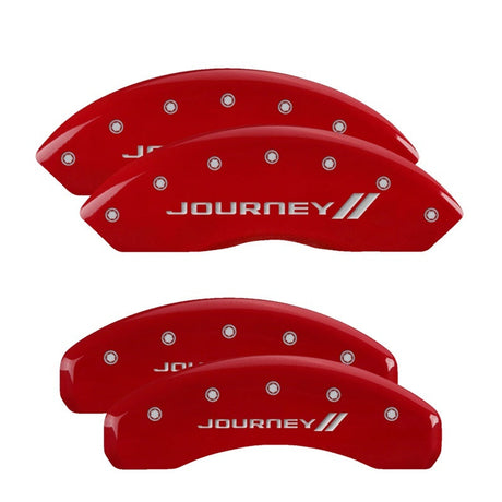 MGP 4 Caliper Covers Engraved Front & Rear Bowtie Red finish silver ch 14004SBOWRD