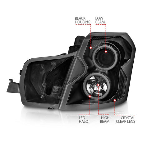ANZO 2003-2007 Cadillac Cts Projector Headlights w/ Halo Black (CCFL) 121417