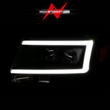 ANZO 2004-2008 Ford  F-150 Projector Headlights w/ Light Bar Black Housing 111541