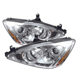 Spyder Honda Accord 03-07 Projector Headlights LED Halo Amber Reflctr LED Chrm PRO-YD-HA03-AM-C 5010643