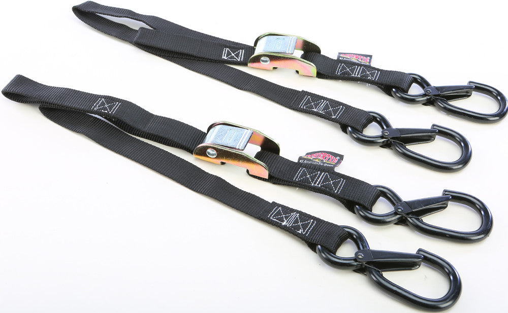 POWERTYE Tie-Down Cam Sec Hook Watercra Water Craft 1"X3' Black Pair 22032-S
