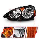 ANZO 2002-2004 Acura Rsx Crystal Headlights Black 121209