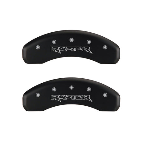 MGP 4 Caliper Covers Engraved Front & Rear Raptor Red finish silver ch 10219SRPTRD