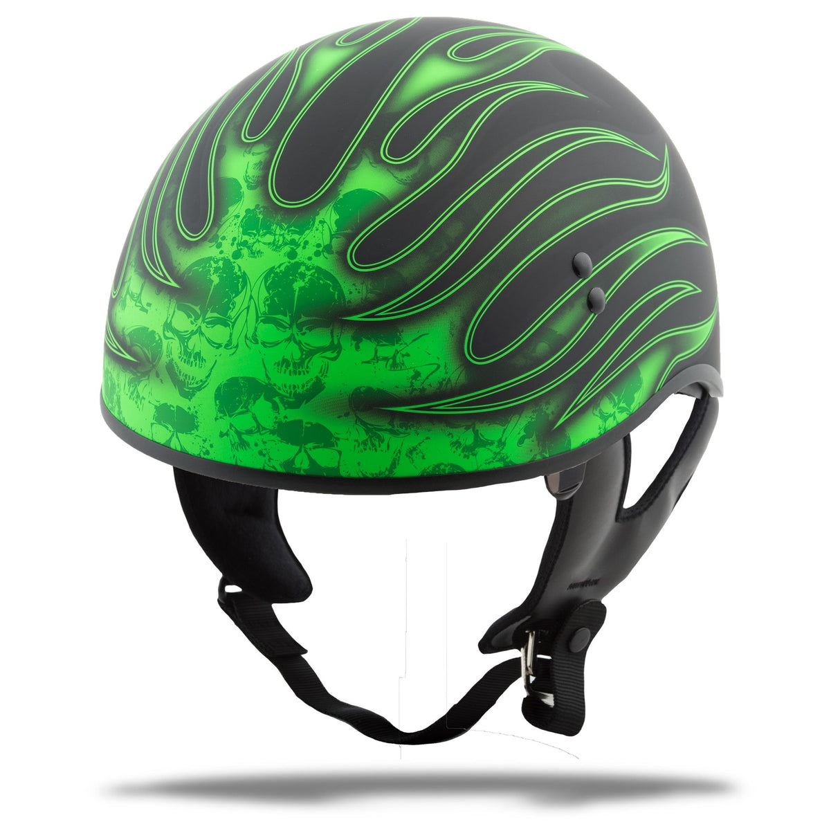 GMAX Gm-65 Half Helmet Flame Matte Black/Green Xs G1657223