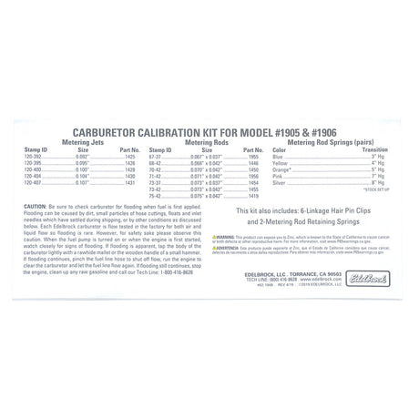 Edelbrock Calibration Kit for 1905 / 1906 1948