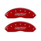 MGP 4 Caliper Covers Engraved Front & Rear Lightning Red finish silver ch 10021SLTGRD