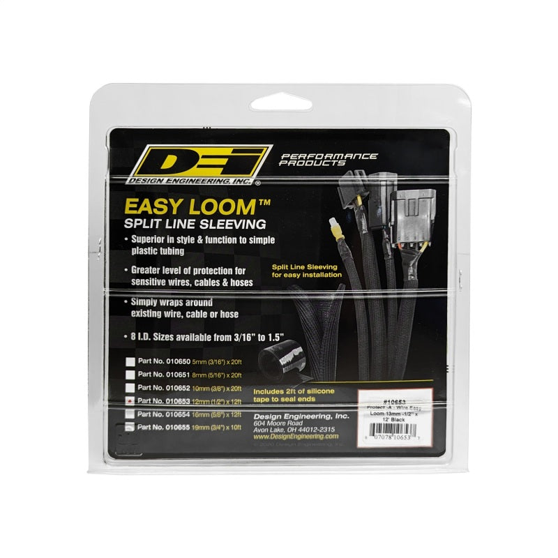 DEI Split Wire Sleeve Easy Loom 13mm-1/2in x 12 Black 10653
