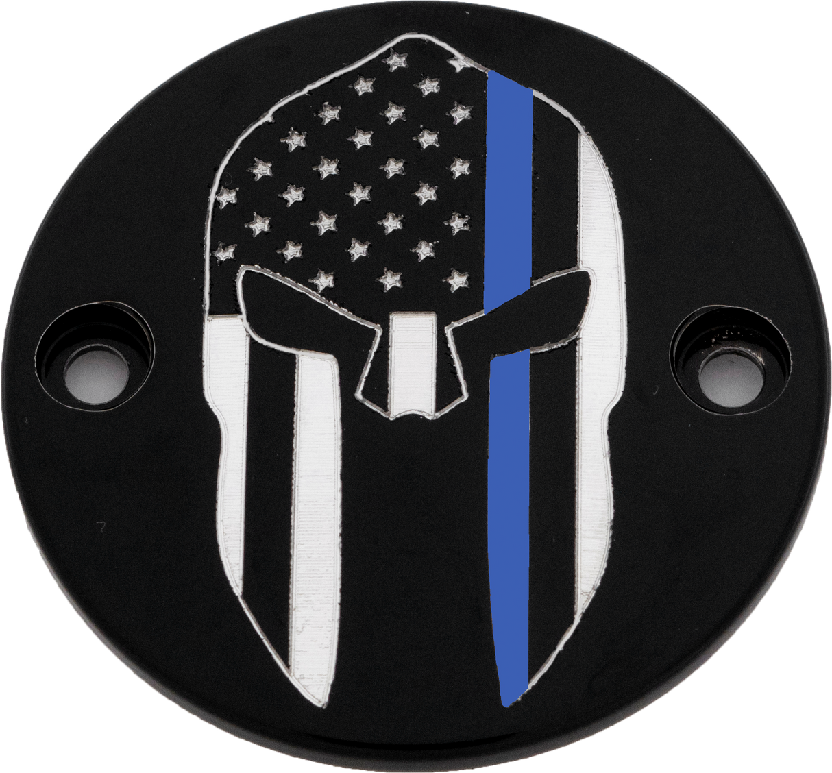 CUSTOM ENGRAVING M8 Timer Cover Sparta Blue Line Black LE02-63BG