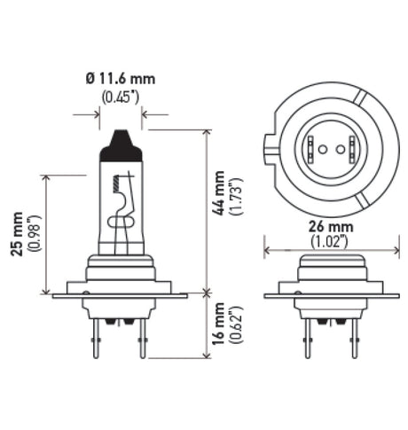 Hella H7 12V 55W PX26D HP 2.0 Halogen Bulbs LAH7 2.0TB