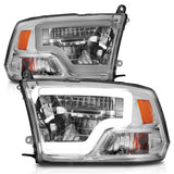 ANZO 2009-2020 Dodge Ram 1500 Full LED Square Projector Headlights w/ Chrome Housing Chrome Amber 111540