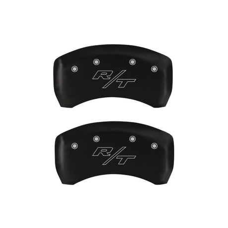 MGP 4 Caliper Covers Engraved Front Cursive/Challenger Engraved Rear RT Red finish silver ch 12001SCLRRD
