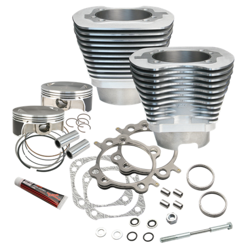 S&S Cycle 07-17 BT 117in Big Bore Cylinder Kit - Silver 910-0213