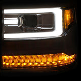 ANZO 16-17 Chevy Silverado 1500 Projector Headlights Plank Style Design Chrome w/ Amber 111374