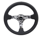 NRG Reinforced Steering Wheel (350mm / 3in. Deep) Blk Leather w/Hydrodipped Digi-Camo Spokes RST-036DC-R