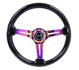 NRG Reinforced Steering Wheel (350mm / 3in. Deep) Blk Multi Color Flake w/ Neochrome Center Mark RST-018BSB-MC