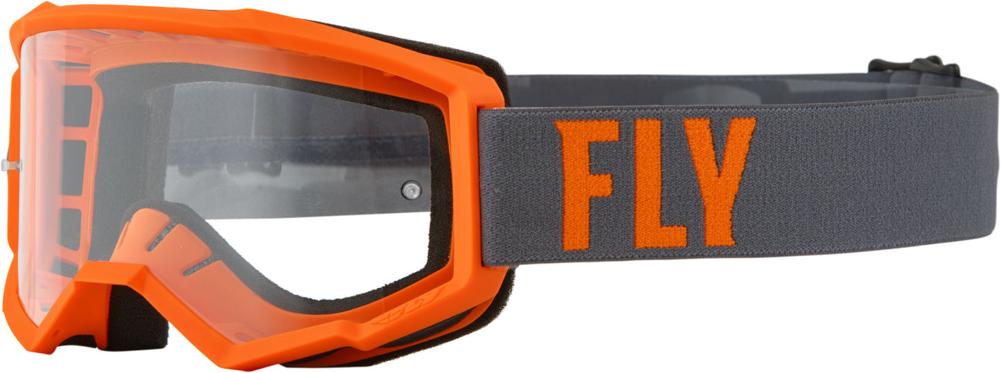 FLY RACING Focus Goggle Grey/Orange W/ Clear Lens 37-51135