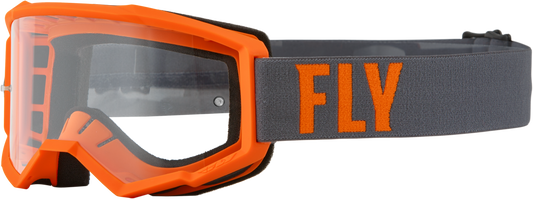FLY RACING Youth Focus Goggle Grey/Orange W/ Clear Lens 37-51325