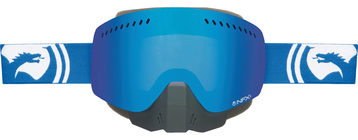 DRAGON Nfxs Snow Goggle Blue/White Split W/Blue Steel Lens 722-1905