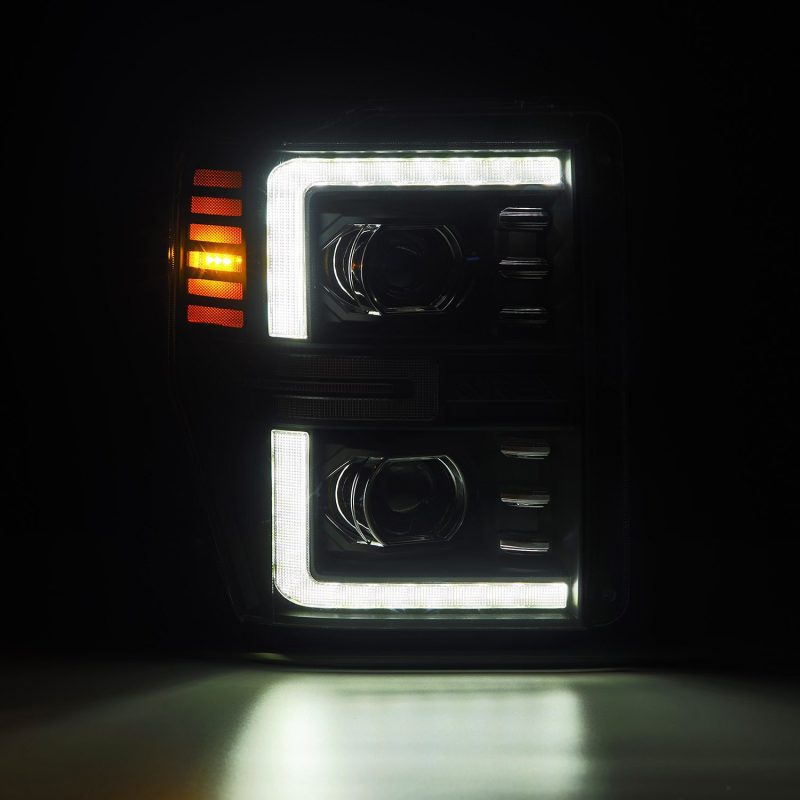 AlphaRex 08-10 Ford F250-550 LUXX-Series LED Projector Headlights Black w/Activ Light/Seq Signal 880312