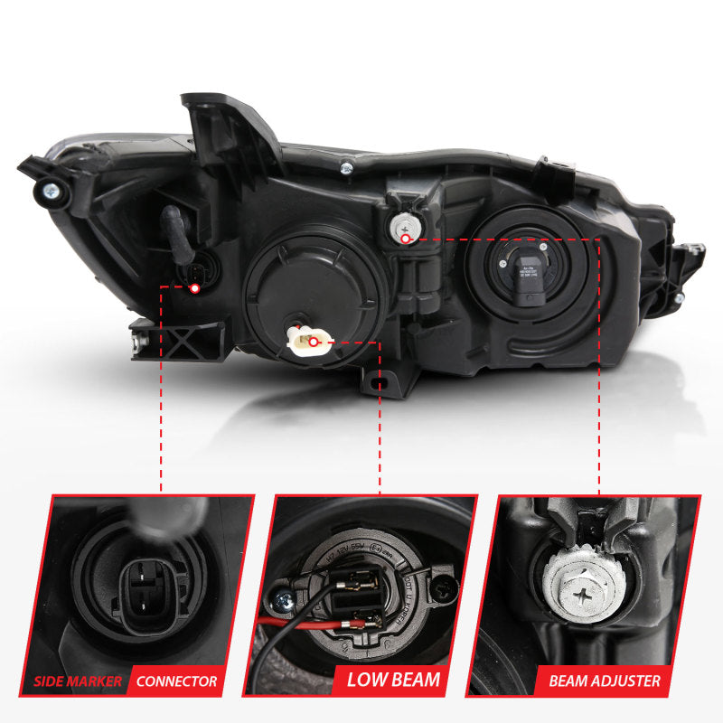 ANZO Projector Headlights With Plank Style Design Black w/Amber 15-16 Toyota Camry (4DR) 121518