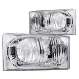 ANZO 2000-2004 Ford Excursion Crystal Headlights Chrome 2pc 111023