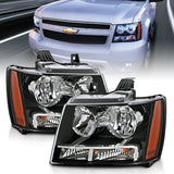 ANZO 2007-2014 Chevrolet Tahoe/Suburban Crystal Headlights Black 111392