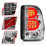 ANZO 2002-2009 Chevrolet Trailblazer LED Tail Lights w/ Light Bar Chrome Housing Clear Lens 311373