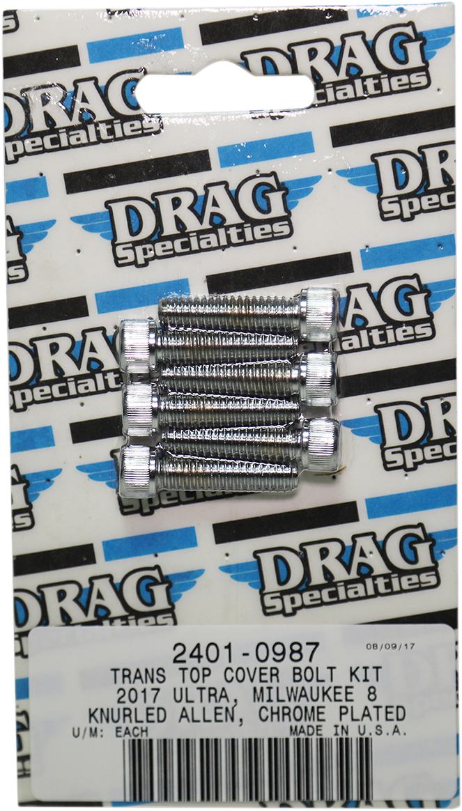 DRAG SPECIALTIES Kit de pernos moleteados superiores de transmisión - Cromado - M8 MK786 