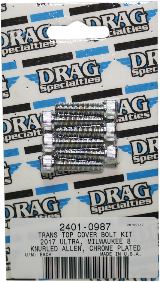 DRAG SPECIALTIES Kit de pernos moleteados superiores de transmisión - Cromado - M8 MK786 