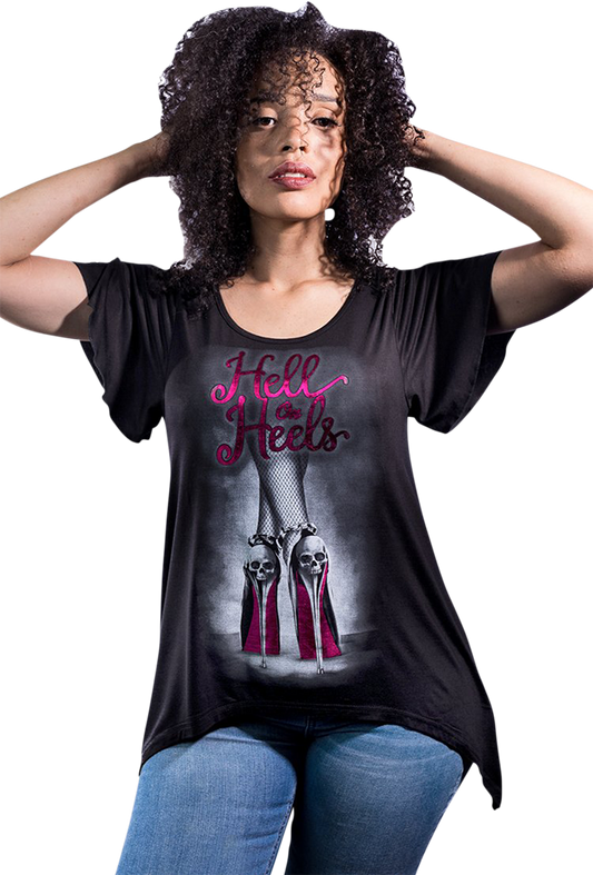 LETHAL THREAT Women's Hell on Heels T-Shirt - Black - Medium LA20528M