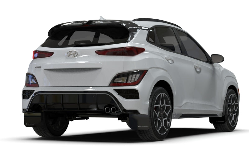 Rally Armor 2022 Hyundai Kona N Line Black UR Mud Flap w/ White Logo MF93-UR-BLK-WH
