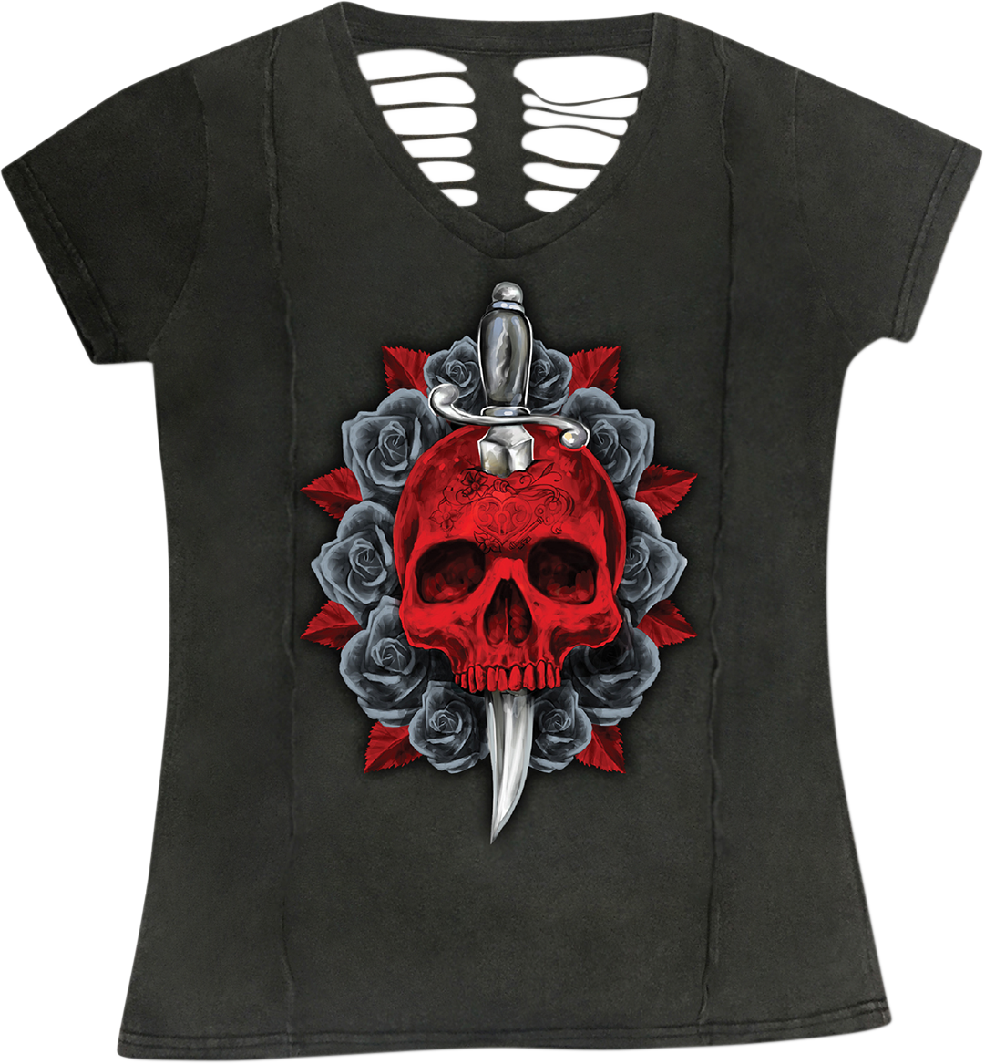 LETHAL THREAT Women's Dagger Skull T-Shirt - Gray - Small LA20707S