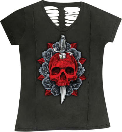LETHAL THREAT Women's Dagger Skull T-Shirt - Gray - Small LA20707S