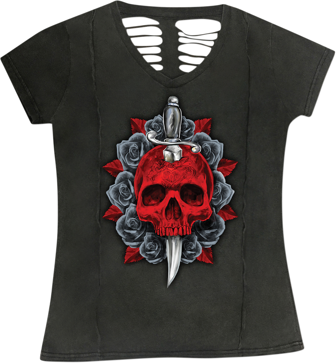 LETHAL THREAT Women's Dagger Skull T-Shirt - Gray - XL LA20707XL
