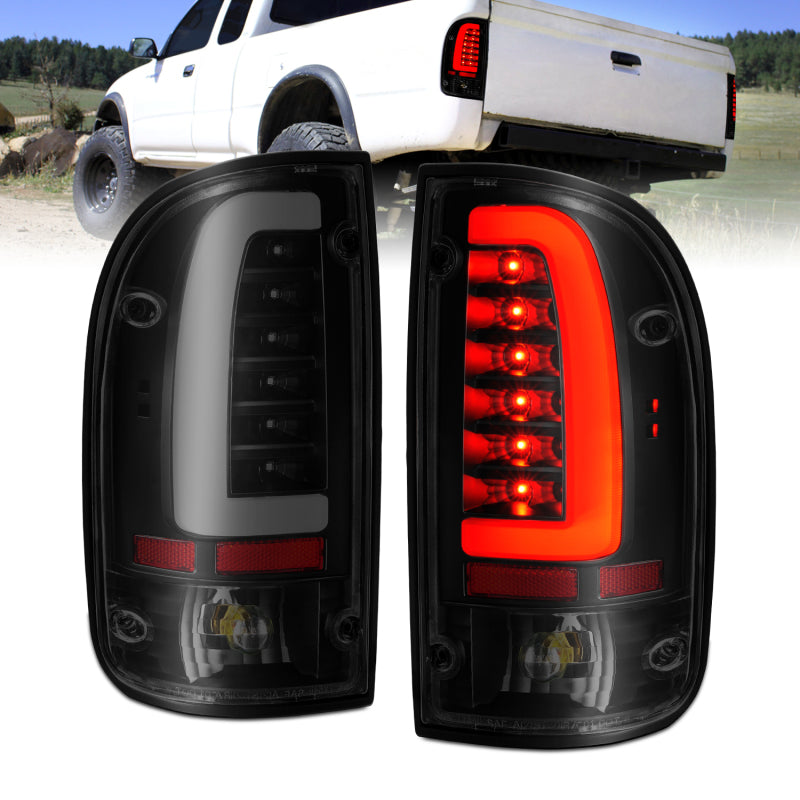 ANZO 1995-2000 Toyota Tacoma LED Taillights Black Housing Smoke Lens (Pair) 311354