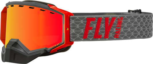 FLY RACING Zone Snow Goggle Grey/Red W/ Red Mirror/Amber Lens 37-50268