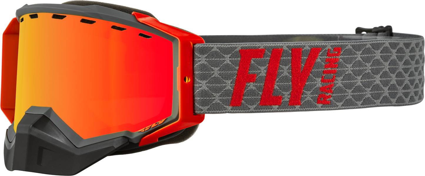 FLY RACING Zone Snow Goggle Grey/Red W/ Red Mirror/Amber Lens 37-50268