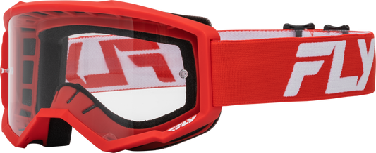 FLY RACING Focus Goggle Red/White W/ Clear Lens 37-51156