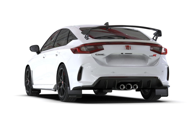 Rally Armor 2023+ Honda Civic Type R Black Mud Flap White Logo MF97-UR-BLK-WH