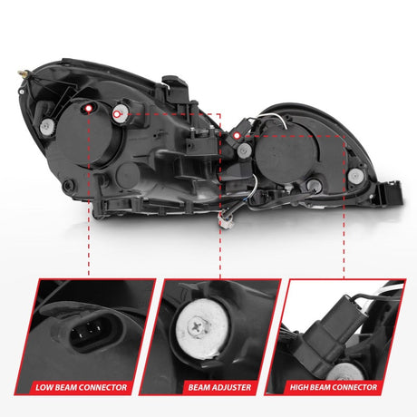 ANZO 1998-2005 Lexus Gs300 Projector Headlights w/ Halo Black 121144