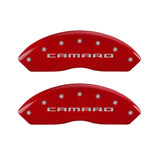 MGP 4 Caliper Covers Engraved Front Gen 5/Camaro Engraved Rear Gen 5/RS Red finish silver ch 14240SCR5RD