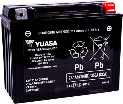 YUASA AGM Battery - YTX24HL YUAM7250H