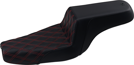 SADDLEMEN Step-Up Seat - Front Lattice Stitch/With Red Stitching - Black - XL 807-11-172RD
