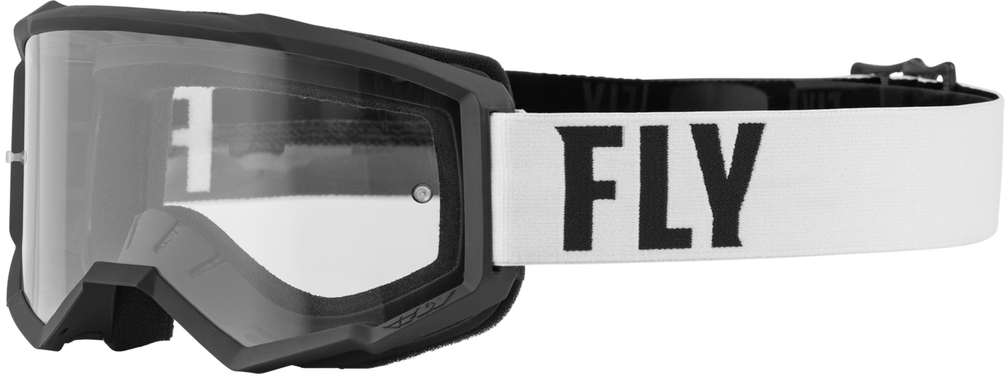 FLY RACING Focus Goggle White/Black W/ Clear Lens 37-51146